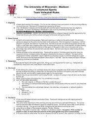 Madison Intramural Sports Team Volleyball Rules - Recreational ...