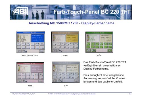 Farb-Touch-Panel BC 220 TFT - ABI Sicherheitssysteme GmbH