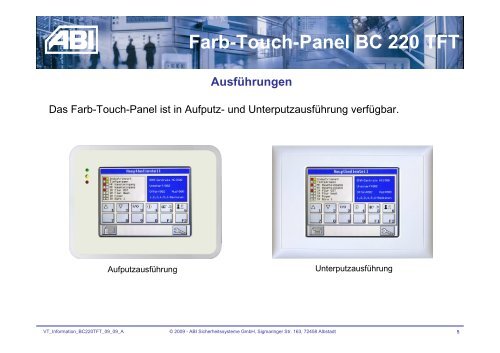 Farb-Touch-Panel BC 220 TFT - ABI Sicherheitssysteme GmbH