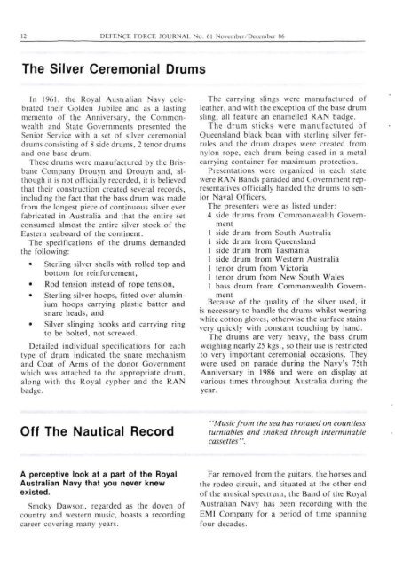 ISSUE 61 : Nov/Dec - 1986 - Australian Defence Force Journal