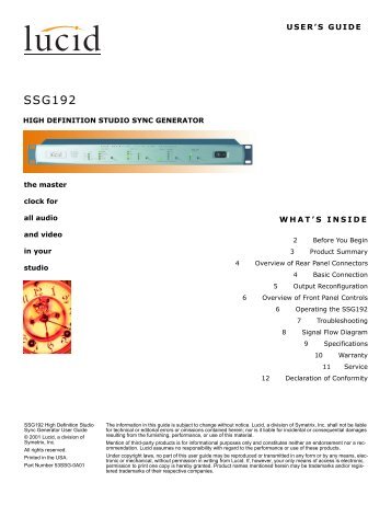 SSG192 User's Guide - Audio Rents