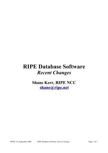 RIPE Database Software - apnic