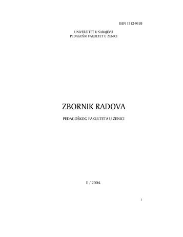Zbornik radova II , 2004. - filozofski fakultet u zenici - Univerzitet u ...