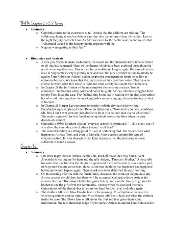 TKAM Chapter 21-25 Notes Chapter 22