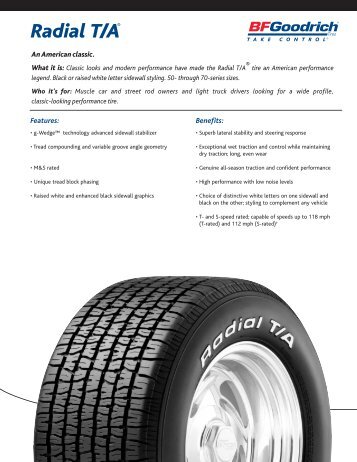 BFGoodrich Radial T/A Specifications - Mr. Tire