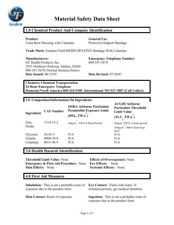 Material Safety Data Sheet - GF Health Products, Inc.