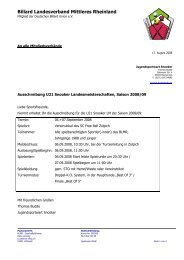 Ausschreibung U21 - Billard-Landesverband Mittleres Rheinland e.V.