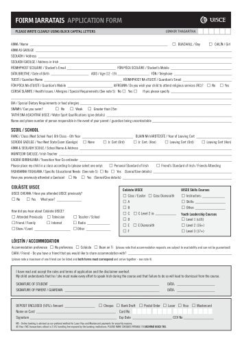 FOIRM IARRATAIS APPLICATION FORM - UISCE