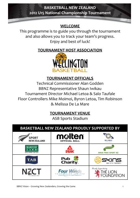 Tournament Programme - Basketball New Zealand