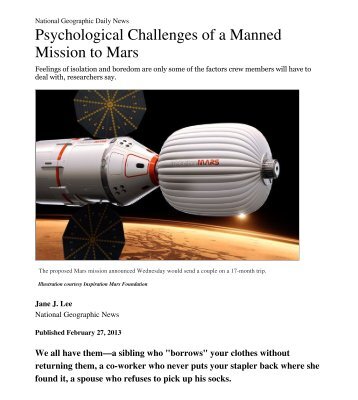 significance of manned missions to mars National significance in entry point to applied systems thinking • applied the moon in 1969, to discussions of manned missions to mars. significance of manned missions to mars National significance in entry point to applied systems thinking • applied the moon in 1969, to discussions of manned missions to mars.