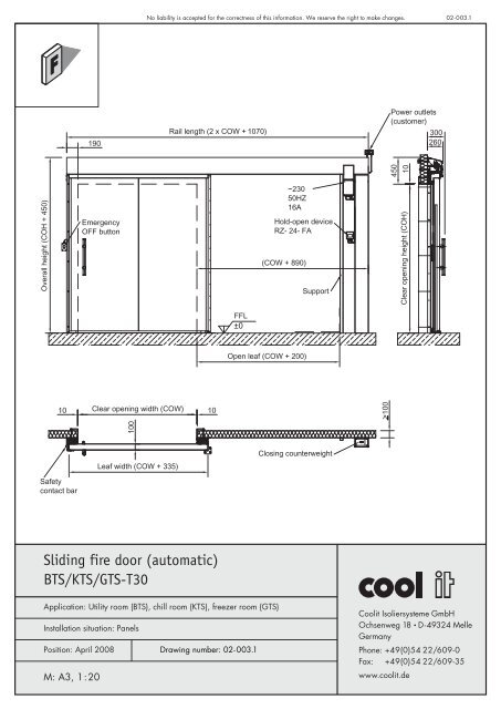 Sliding fire door (automatic) - Coolit Isoliersysteme Gmbh