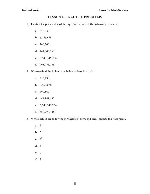 LESSON 1 - PRACTICE PROBLEMS