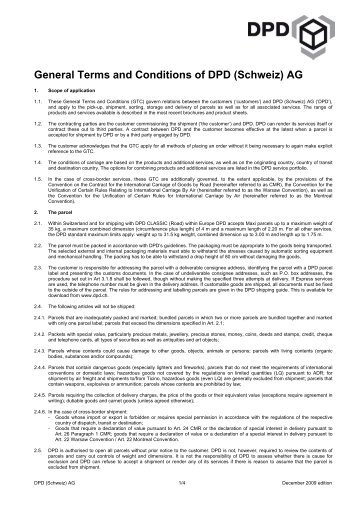 General Terms and Conditions of DPD (Schweiz) AG