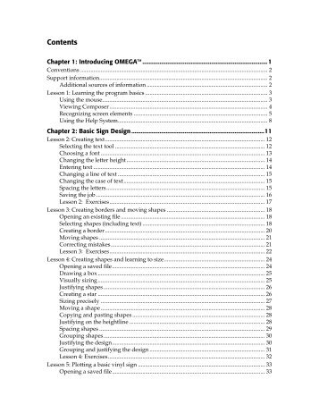 OMEGA Learning Guide PDF - Gerber Scientific Products