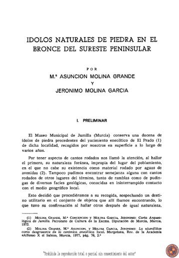 Ãdolos naturales de piedra en el bronce del Sureste peninsular