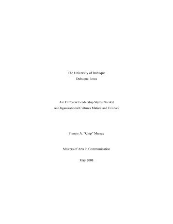 The University of Dubuque Dubuque, Iowa Are Different Leadership ...