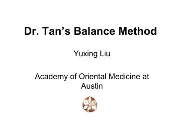 Dr. Tan's Balance Method.pdf - CatsTCMNotes