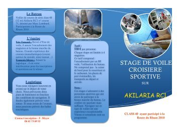 STAGE DE VOILE CROISIERE SPORTIVE AKILARIA RC1