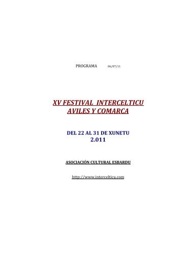xv festival intercelticu aviles y comarca del 22 al 31 de xunetu 2.011