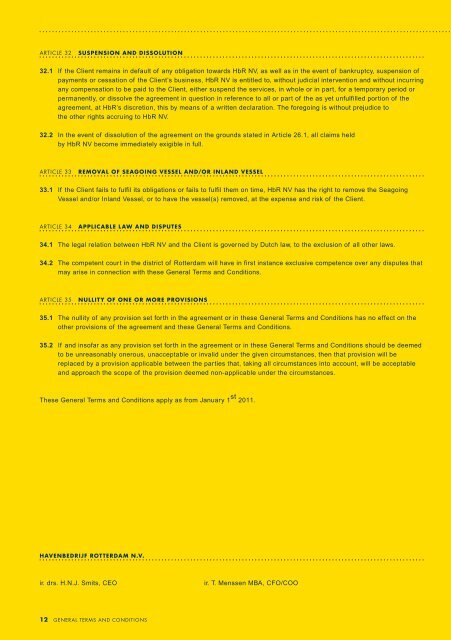 GENERAL TERMS AND CONDITIONS - Port of Rotterdam