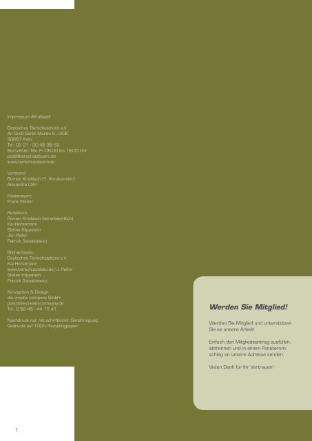 Journal Ausgabe 01/2013 - Deutsches TierschutzbÃ¼ro eV