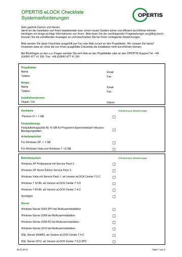 Checkliste Systemanforderungen (PDF | 61 KB)