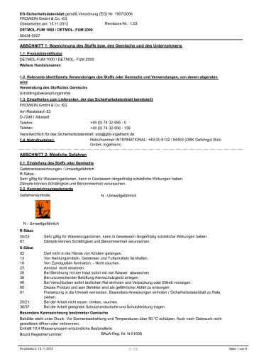 Sicherheitsdatenblatt - Frowein GmbH & Co.