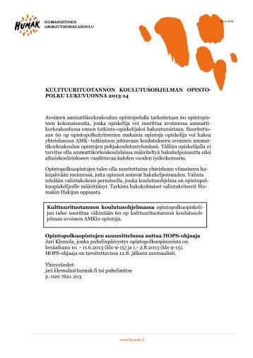 kultturituotannon opintopolku 13