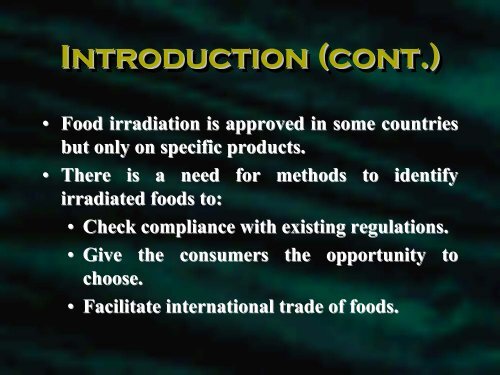 Detection methods of irradiated foods