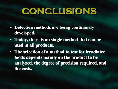 Detection methods of irradiated foods