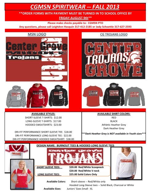 PTO Spirit Wear Catalog - Center Grove Community School ...