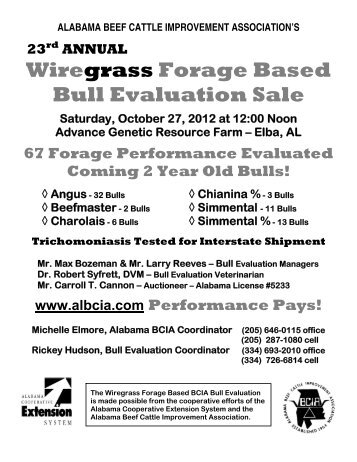 Wiregrass Forage Based Bull Evaluation Sale - AL BCIA