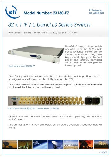 32 x 1 IF / L-band LS Series Switch - ETL Systems