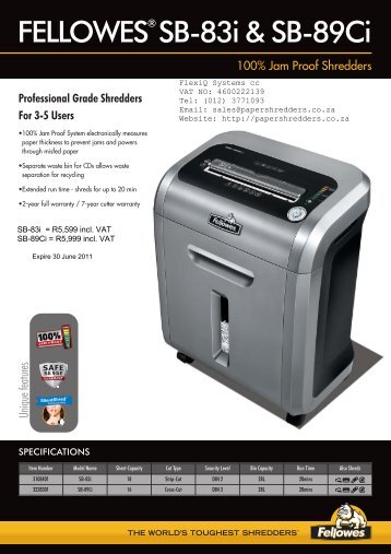 FELLOWESÂ® SB-83i & SB-89Ci - papershredders.co....