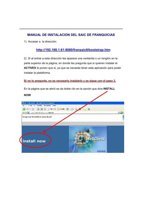 MANUAL DE INSTALACION DEL SAIC DE FRANQUICIAS http ...