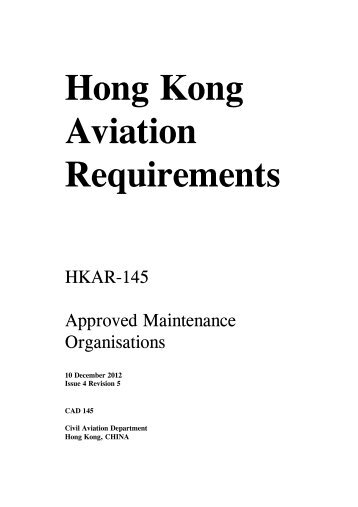 HKAR-145 Approved Maintenance Organisations, Issue 4 Revision 5