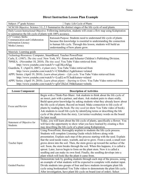 Direct Lesson Plan Template