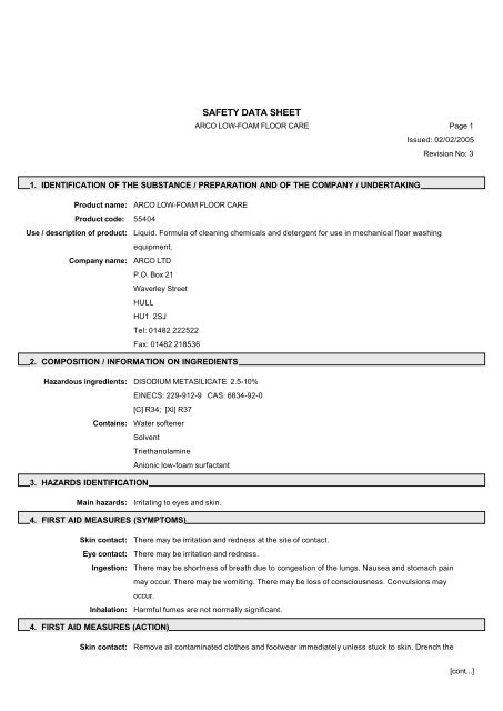 SAFETY DATA SHEET - Arco