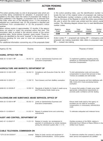 Action Pending Index - New York State Department of State