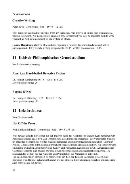 Kommentiertes Vorlesungsverzeichnis Anglistik Heidelberg SS 2008