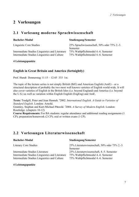 Kommentiertes Vorlesungsverzeichnis Anglistik Heidelberg SS 2008