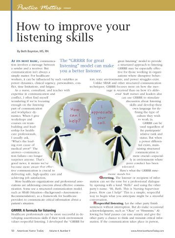 How to improve your listening skills - American Nurse Today