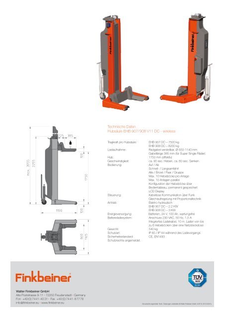 Mobile Radgreif-Hebeanlage EHB® DC 907 / 908 wireless