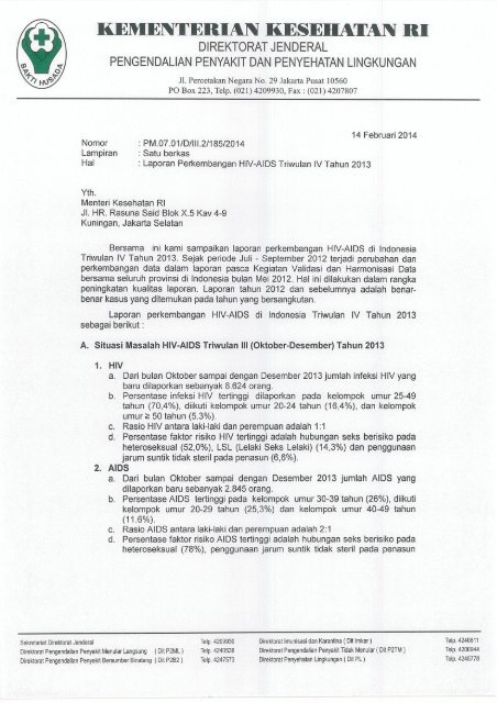 Laporan HIV AIDS Triwulan 4 2013