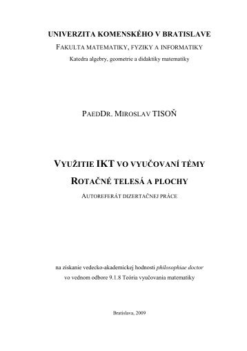 AutoreferÃ¡t - Oddelenie didaktiky matematiky - Univerzita KomenskÃ©ho