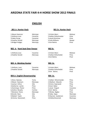 2012 State 4-H Horse Show RESULTS