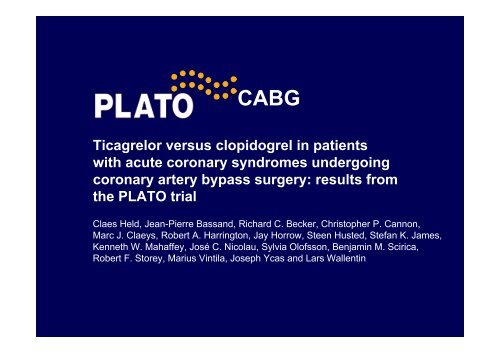 Ticagrelor versus clopidogrel in patients with acute coronary ...