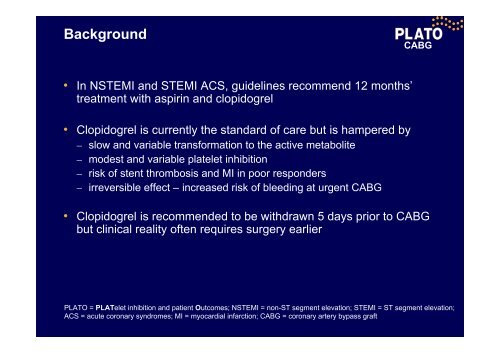 Ticagrelor versus clopidogrel in patients with acute coronary ...