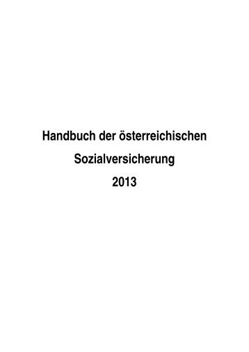 Handbuch der Ã¶sterreichischen Sozialversicherung ... - Hauptverband