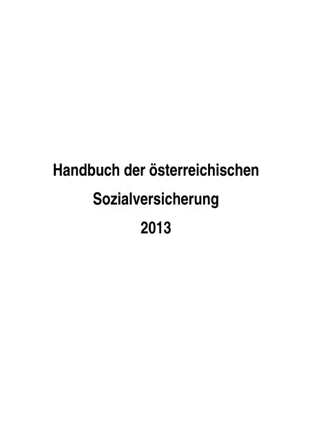 Handbuch der Ã¶sterreichischen Sozialversicherung ... - Hauptverband